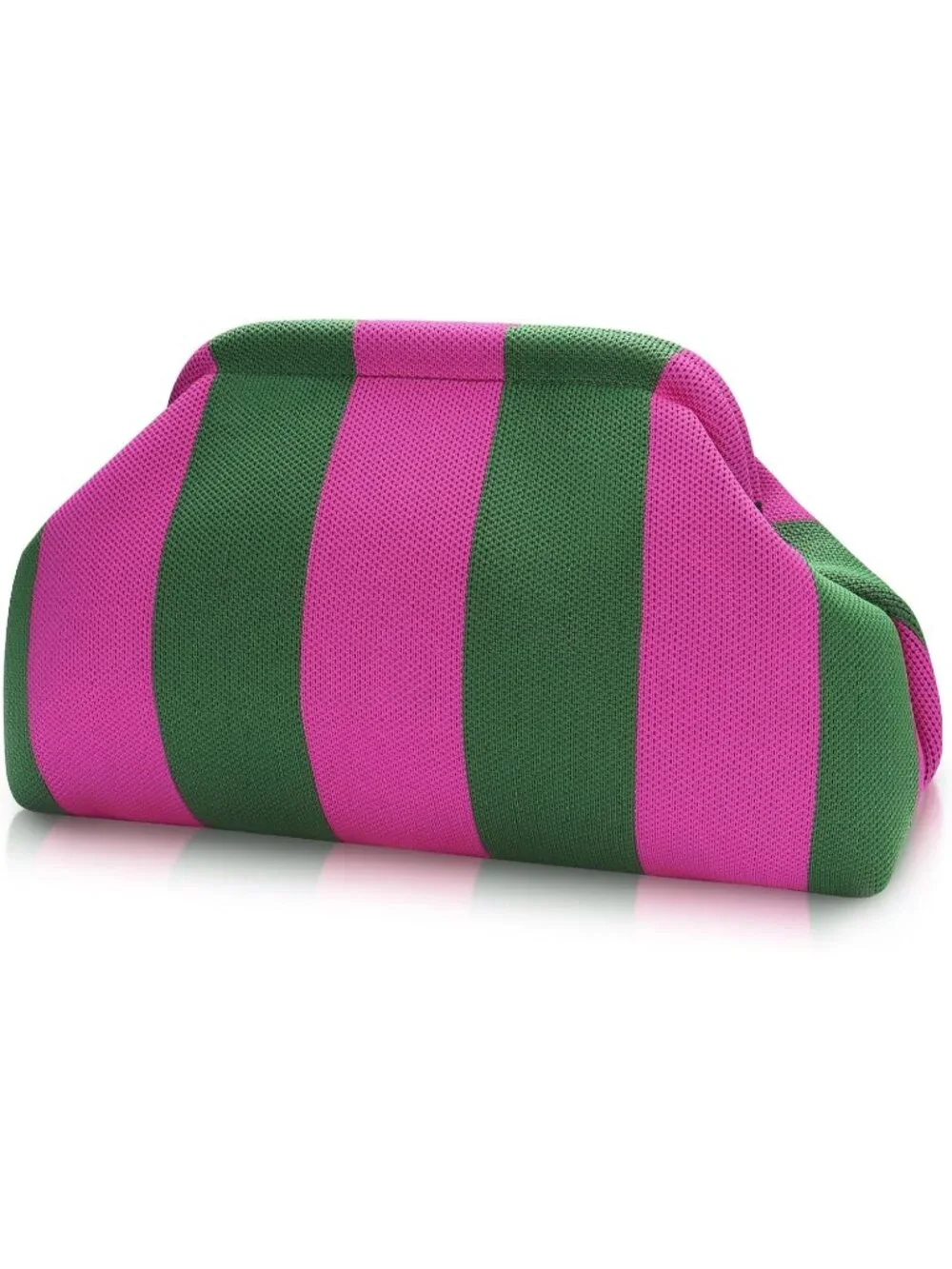 Woman's Pink Green Summer Beach Purse for Vacation Striped Dumpling Bags